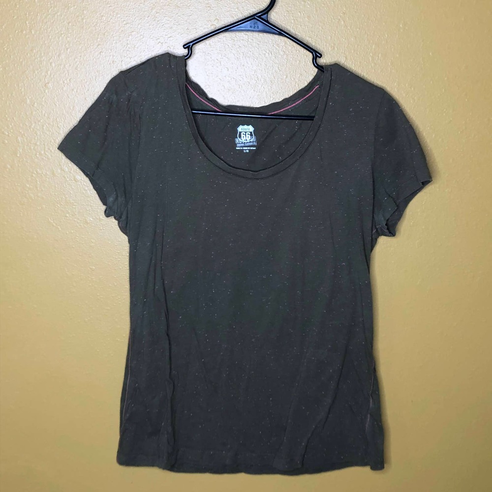 Route 66 Olive Pink Short Sleeve T-Shirt, L